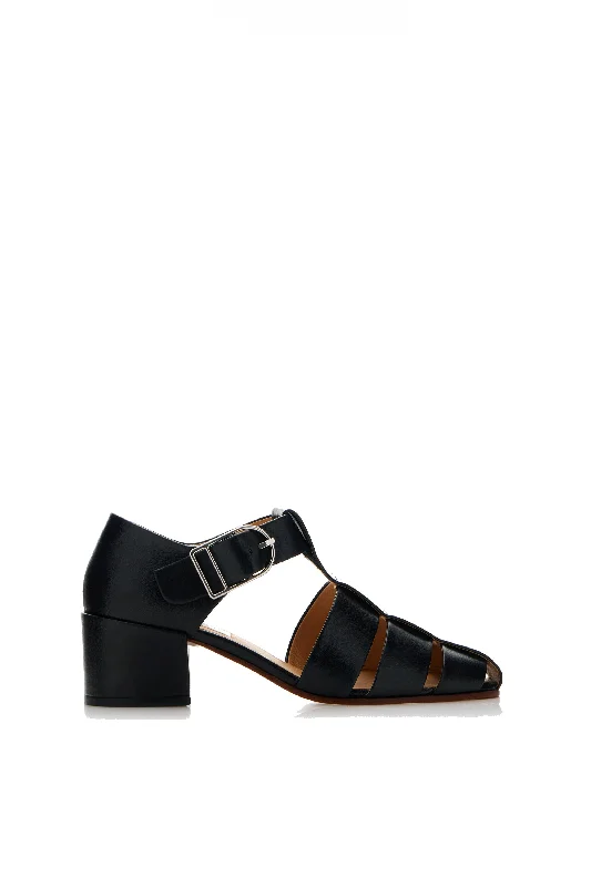 Stylish Savings Lyle Block Heel Pump in Black Nappa Leather