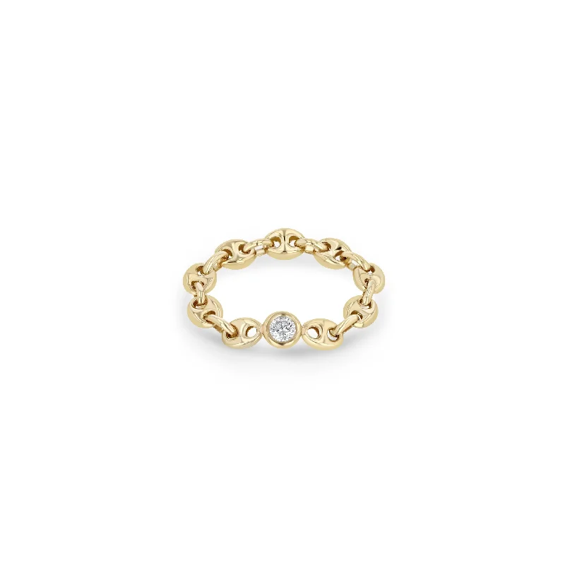 Delicate Crystal Jewelry For Sophisticated Charm 14k Floating Diamond Small Mariner Chain Ring