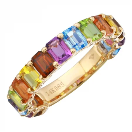 Unmissable Discounts On Timeless Jewelry Pieces 3/4 Gemstone Rainbow Ring Petite Emerald Cut