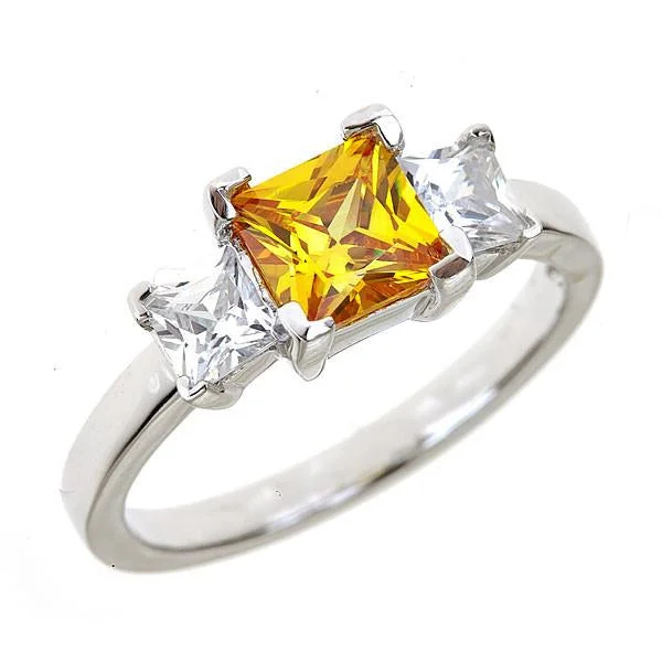 Limited-Stock Jewelry Clearance – Grab Your Favorites Now Sterling Silver Canary 3 Stone Engagement Ring