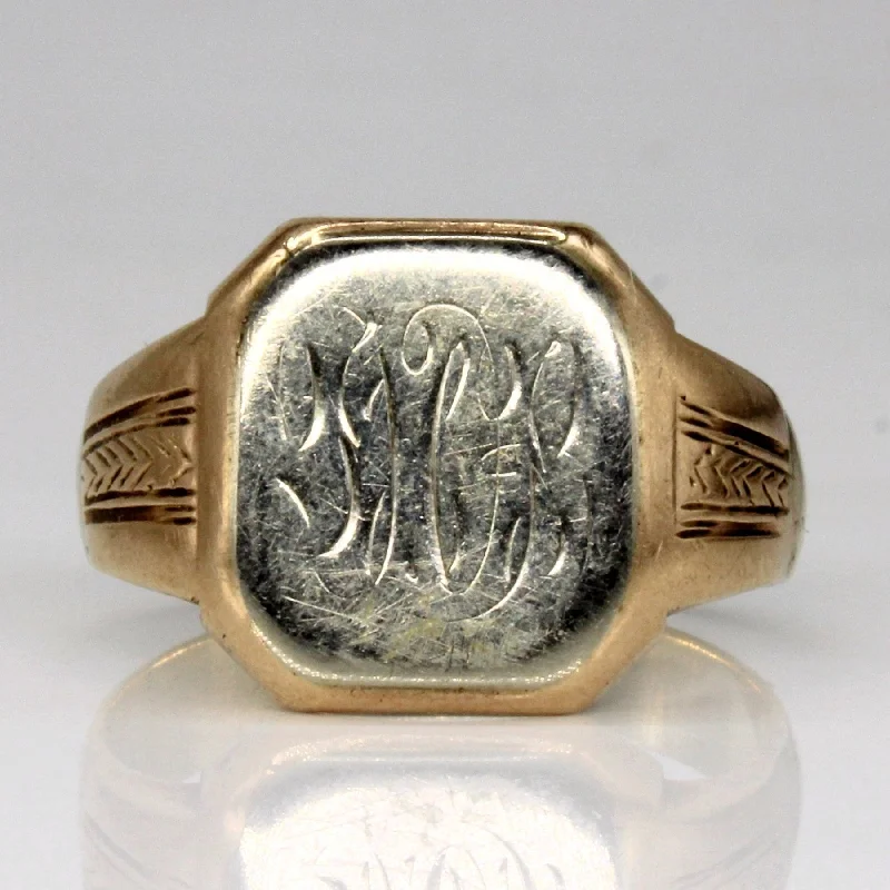 Affordable Luxury Jewelry For Every Occasion 10k Two Tone Gold Signet Ring | SZ 9.5 |