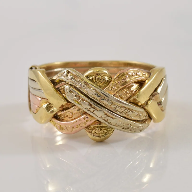Classic And Modern Jewelry Styles On Sale 14k Tri Tone Puzzle Ring | SZ 9.5 |