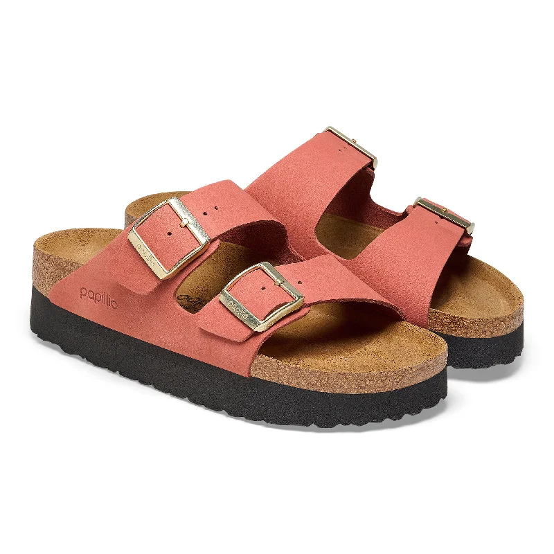 Sleek Dress Shoes Deal Arizona Platform Nubuck Leather Sandal - Mars Red