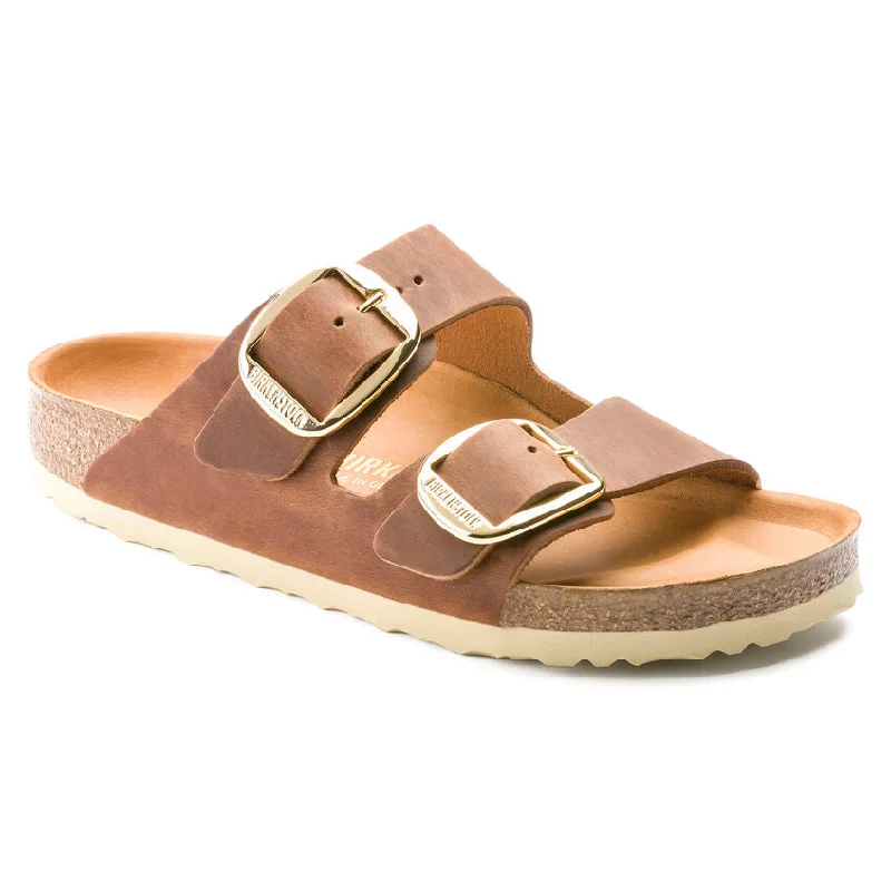 Premium Footwear Sale Women's Arizona Big Buckle Oiled Leather Sandal - Cognac