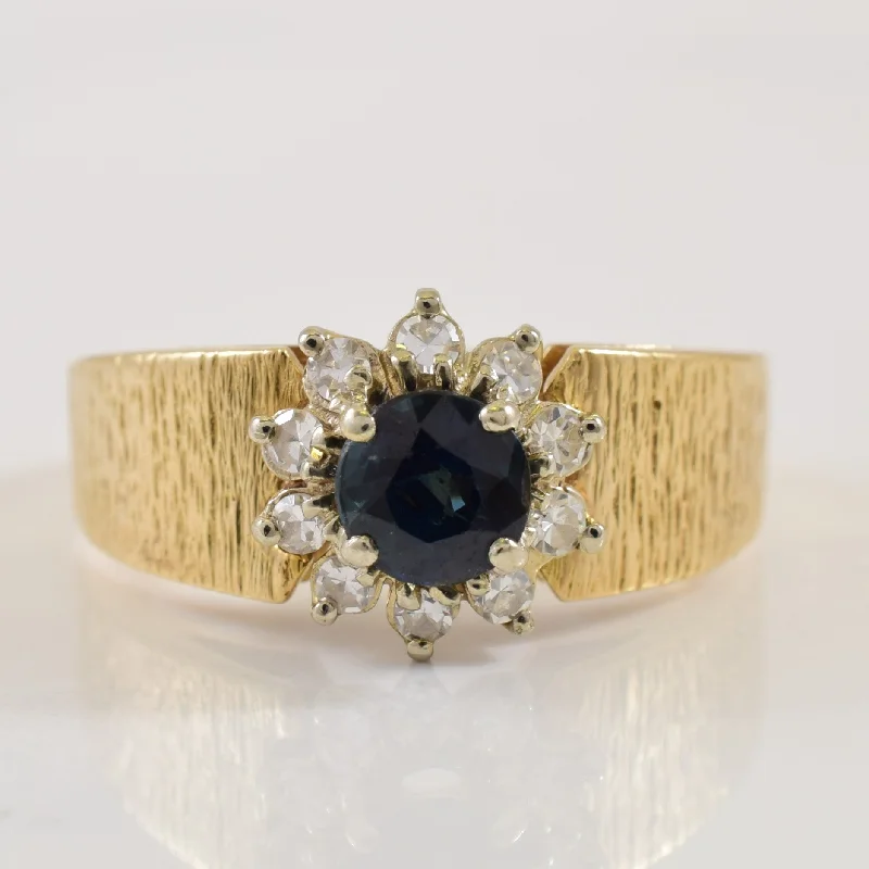 Personalized Jewelry At Special Discount Rates Blue Sapphire & Diamond Halo Ring | 0.70ct, 0.20ctw | SZ 6.5 |