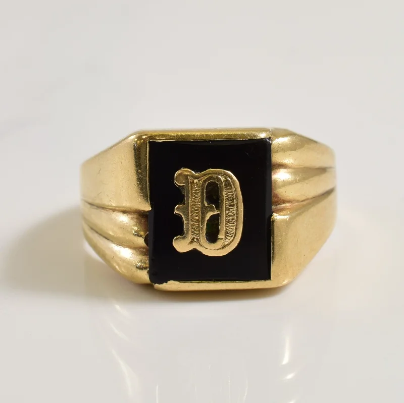 Get The Sparkle You Love At Prices You Adore D' Initial Black Onyx Ring | 4.00ct | SZ 9.5 |