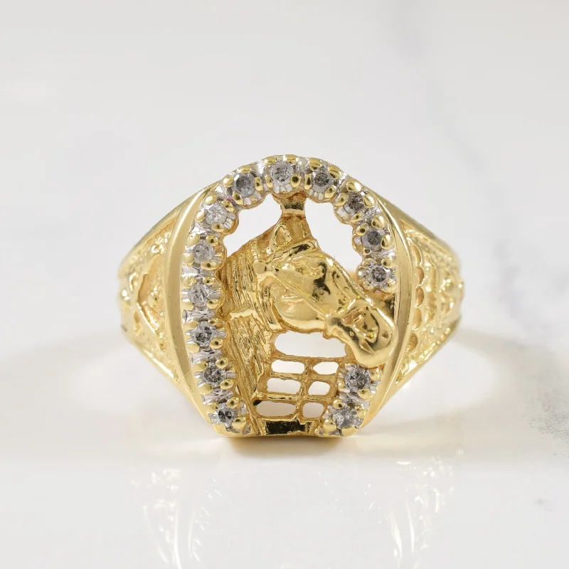 Limited-Time Offer On Elegant Jewelry Pieces Diamond Horseshoe Ring | 0.14ctw | SZ 9.5 |