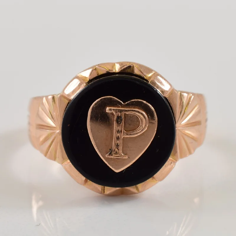 Best-Selling Jewelry Now Available At Special Deals P' Initialed Black Onyx Ring | 3.50ct | SZ 7.5 |