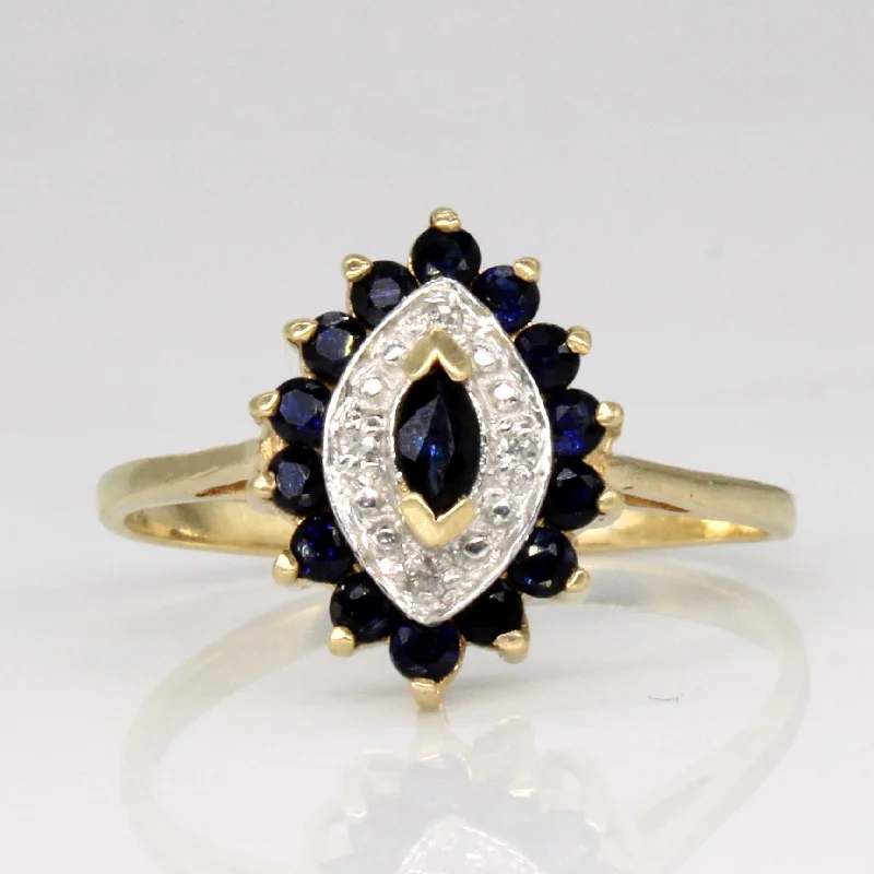 Limited-Time Offer On Elegant Jewelry Pieces Sapphire & Diamond Halo Ring | 0.35ctw, 0.02ctw | SZ 7 |