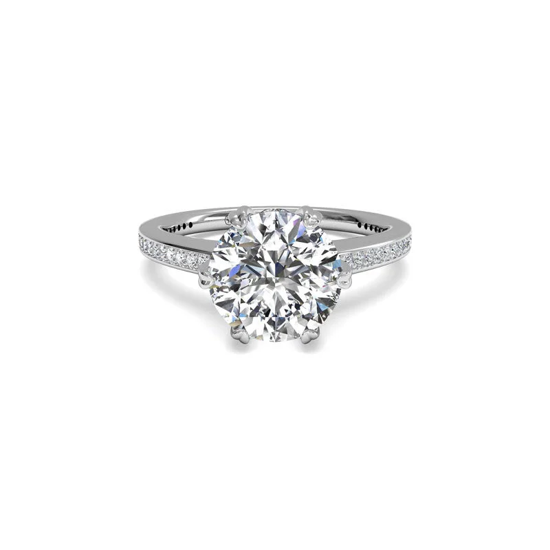 Huge Savings On Premium Jewelry Styles Six-Prong Micropave Round Brilliant Diamond Engagement Ring