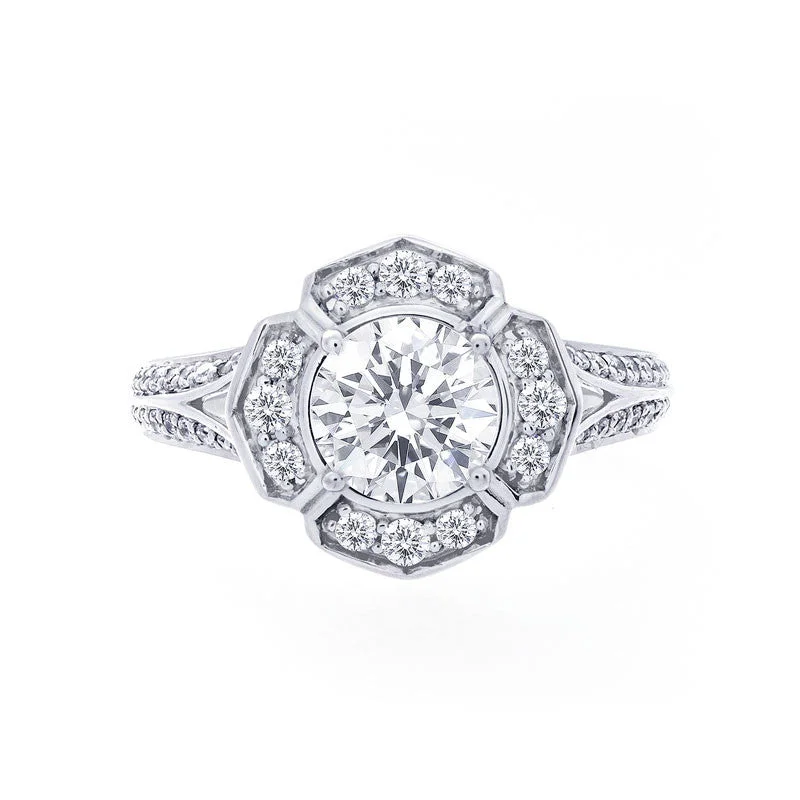 Grab Your Favorite Jewelry At The Lowest Prices Vintage Halo Two-Row Split Band Engagement Ring