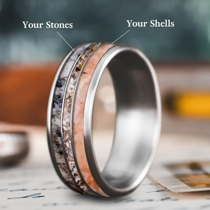 Chic And Stylish Jewelry At Exclusive Prices Custom Design - 3-Inlay Narrow Center Ring QfW-lJtxhP4CIYjShZiqDmr3