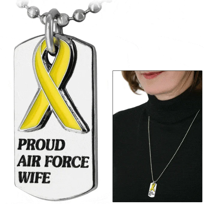 Elegant Jewelry Pieces At Unbelievable Prices Proud Air Force Wife Yellow Ribbon Dog Tag Necklace