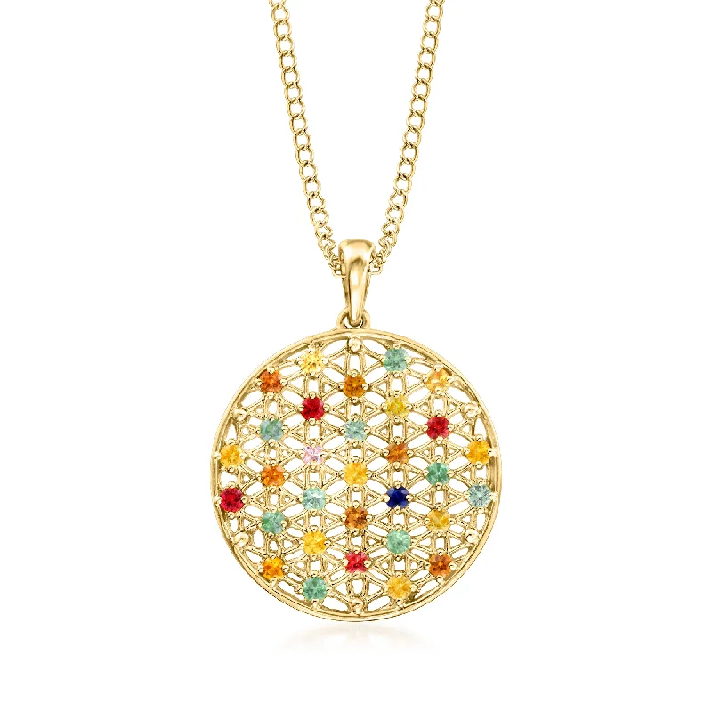 Stunning Jewelry At A Fraction Of The Price Ross-Simons Multicolored Sapphire Pendant Necklace in 18kt Gold Over Sterling