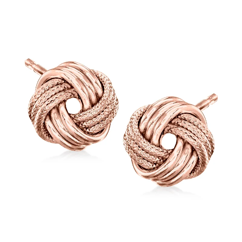 Accessorize For Less – Luxury Jewelry At Affordable Prices Ross-Simons 14kt Rose Gold Textured and Polished Love Knot Stud Earrings