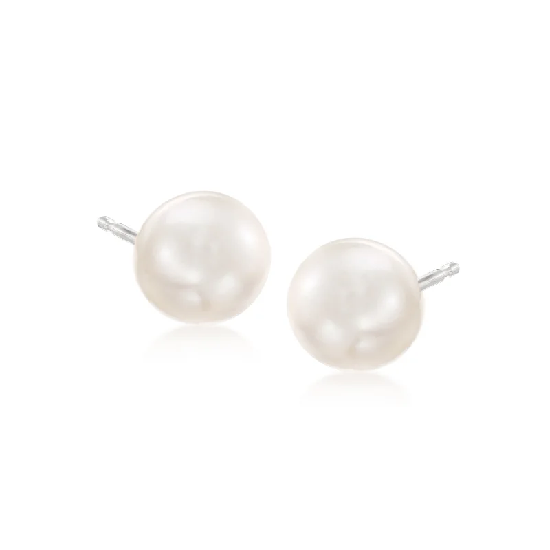 Flash Sale On Elegant Jewelry – Don't Miss Out Ross-Simons 8-8.5mm Cultured Akoya Pearl Stud Earrings in 14kt White Gold