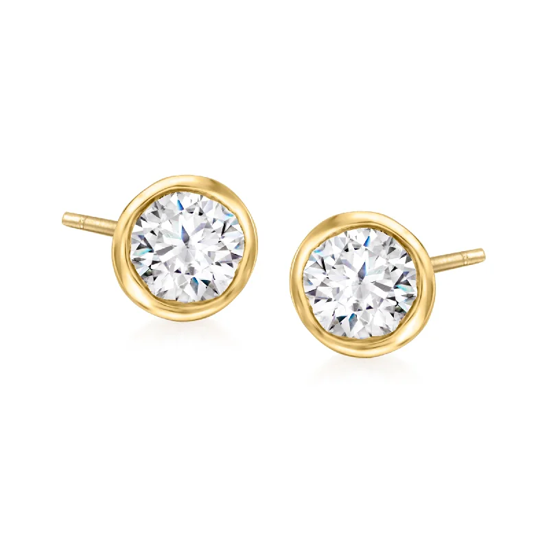 Exclusive Jewelry Sale – Grab Timeless Pieces Now Ross-Simons Bezel-Set Diamond Stud Earrings in 14kt Yellow Gold
