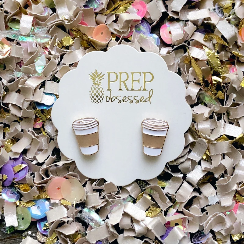 Premium Jewelry Now Available At Special Discounts 'But First, Coffee' Signature Enamel Studs by Prep Obsessed Premium Jewelry Now Available At Special Discounts 'But First, Coffee' Signature Enamel Studs by Prep Obsessed