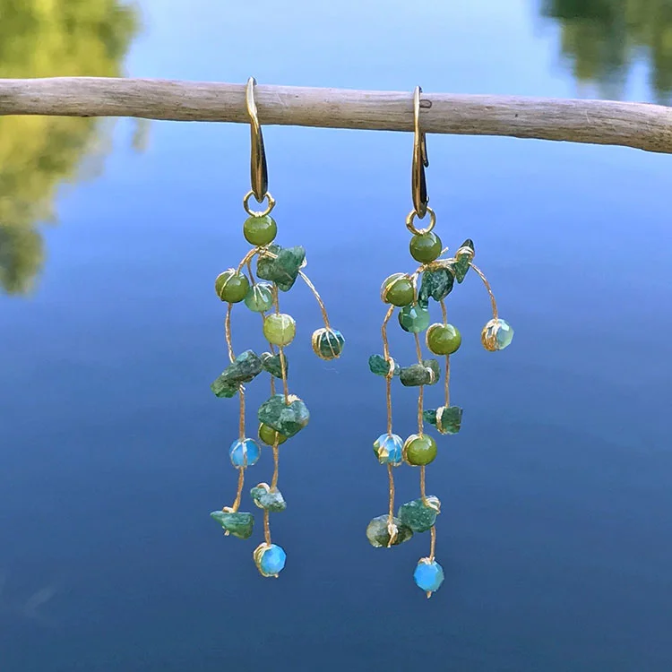 Buy More, Save More On Stunning Jewelry Designs Floating Earrings - Green Chip, Thailand