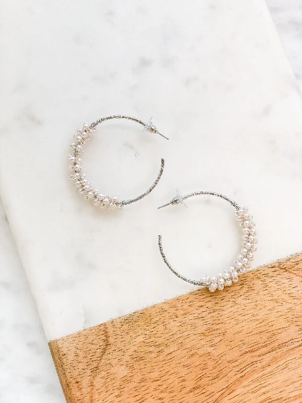 Holiday Jewelry Sale – Perfect Gifts At Great Prices Jody Pearl Cluster Hoop Earrings - Silver
