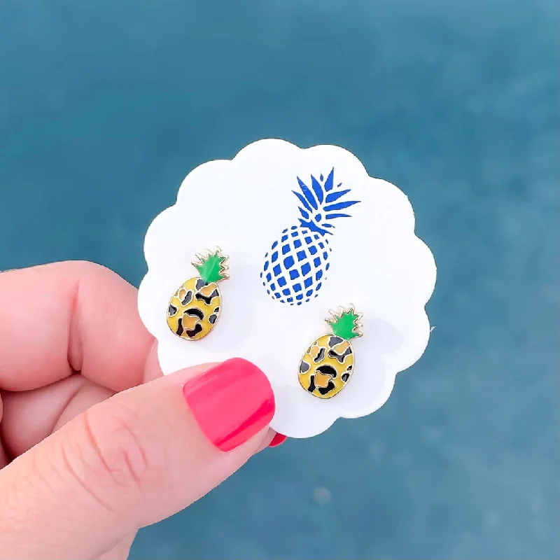 Luxury Meets Affordability – Jewelry Sale Live Now Leopard Pineapple Signature Enamel Studs by Prep Obsessed