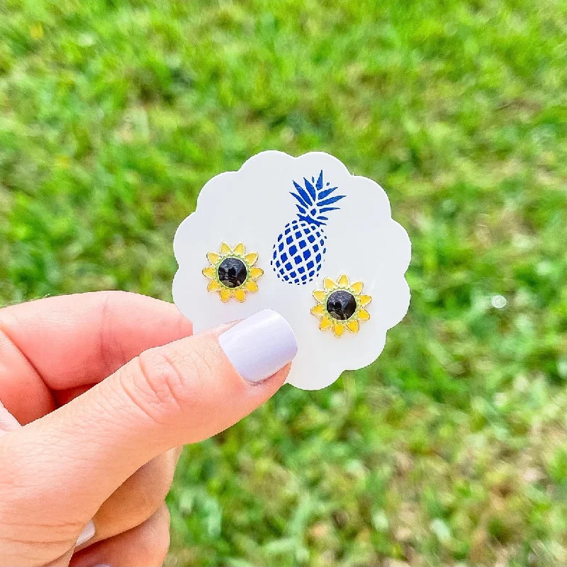 Everyday Jewelry Essentials Now On Sale Sunflower Signature Enamel Studs by Prep Obsessed