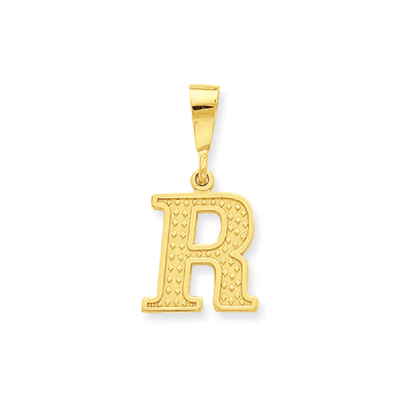 Personalized Jewelry Sale – Unique Pieces At Great Prices 14k Yellow Gold, Ashley Collection, Textured Initial R Pendant