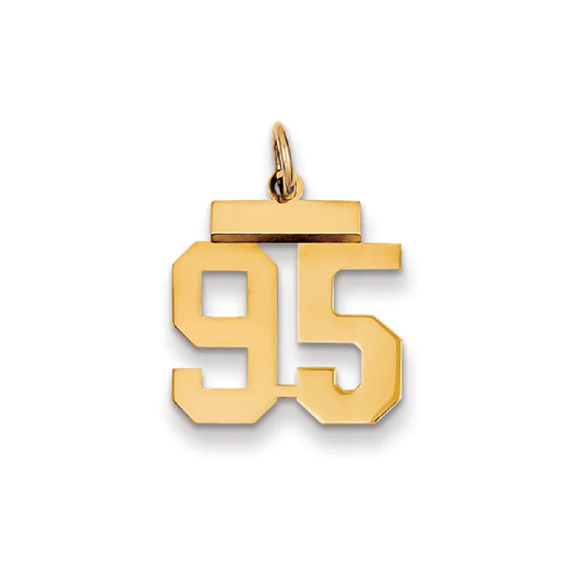 14k Yellow Gold, Athletic Collection, Small Polished Number 95 Pendant