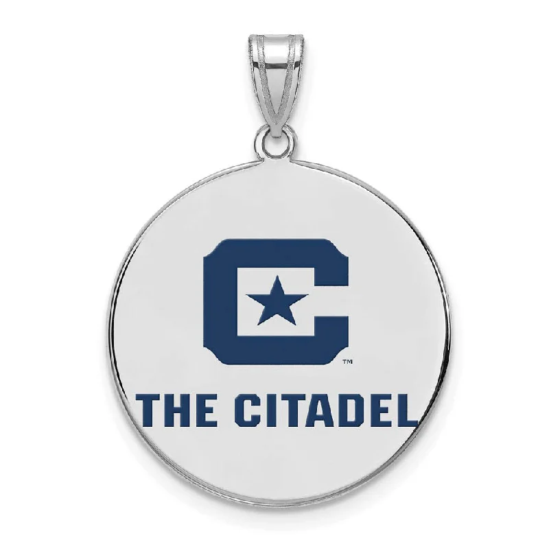 Limited-Stock Jewelry Sale – Shop Before It's Gone Rhodium Plated Sterling Silver The Citadel XL Enamel Logo Disc Pendant