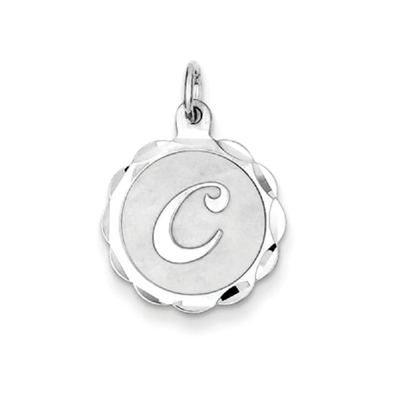 Jewelry Deals That Outshine The Rest Sterling Silver, Sarah Collection 15mm Brocaded Disc Initial C Pendant
