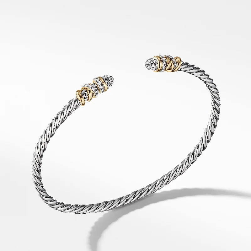 Jewelry Deals That Sparkle – Shop Today Petite Helena Classic Cable Bracelet in Sterling Silver with 18K Yellow Gold and Diamonds\, 3mm