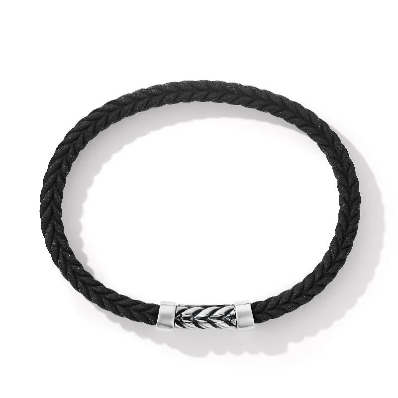Elegant Jewelry Styles At Budget-Friendly Prices Chevron Bracelet  in Black Rubber with Sterling Silver\, 6mm