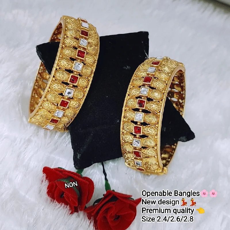 Affordable Gold-Plated Jewelry For Modern Fashion Lucentarts Jewellery Kundan Stone Gold Plated Bangles Set