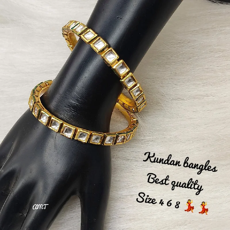Clearance Sale On High-End Jewelry Collections Lucentarts Jewellery Kundan Stone Gold Plated Bangles Set