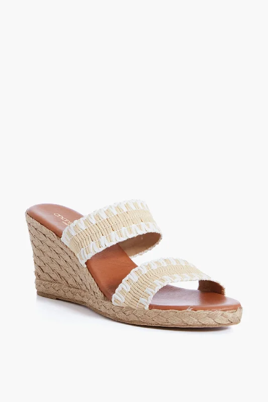 Comfortable Outdoor Shoes Beige and White Nolita Raffia Wedges