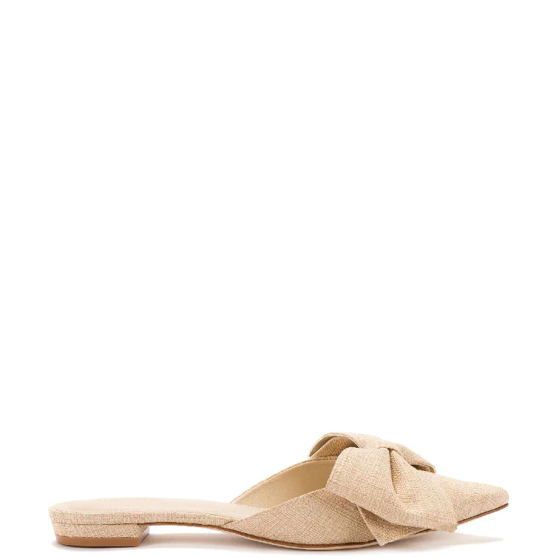 Comfortable Stretch Shoes Promotion Elle Flat Mule In Beige Raffia