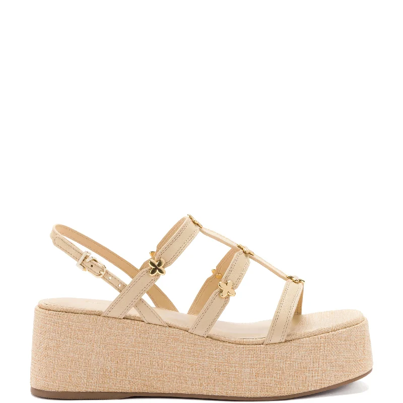 Flirty Fashion Discounts Harmony Flatform Sandal In Beige Raffia