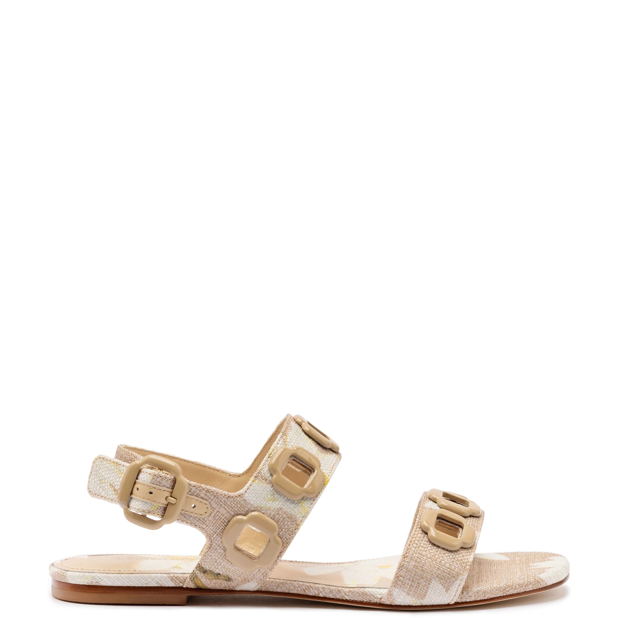 Exclusive Deals Online Milan Flat Sandal In Beige Printed Raffia