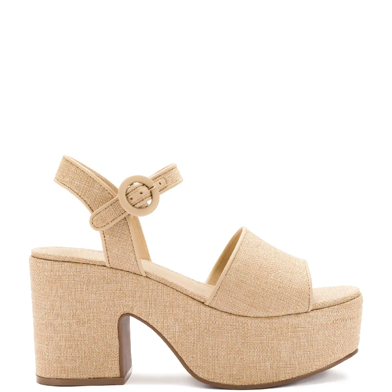 Lightweight Walking Shoes Offers Miso Platform Strap Sandal In Beige Raffia