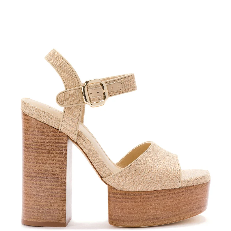 Non-Slip Work Shoes Sale Vanessa Platform Sandal In Beige Raffia