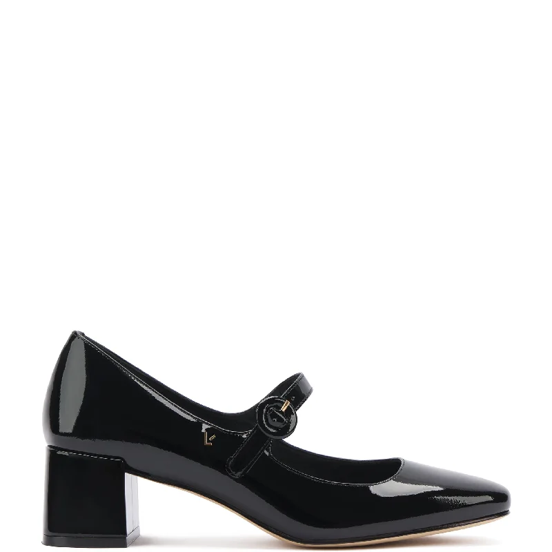 Trendy And Breathable Shoes Blair Block Pump In Black Patent
