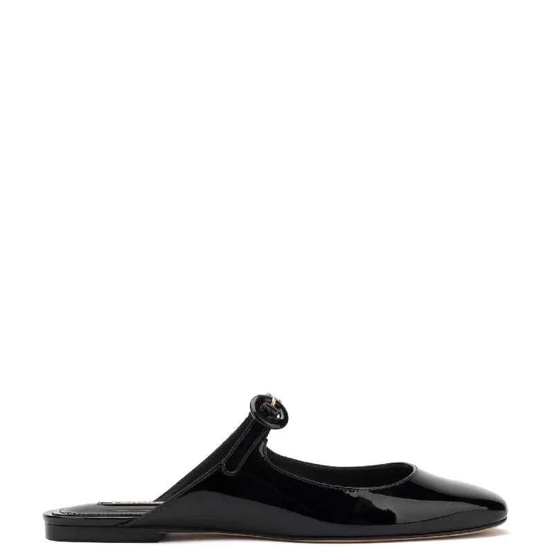 Comfortable Dressy Flats Offers Blair Flat Mule In Black Patent Leather