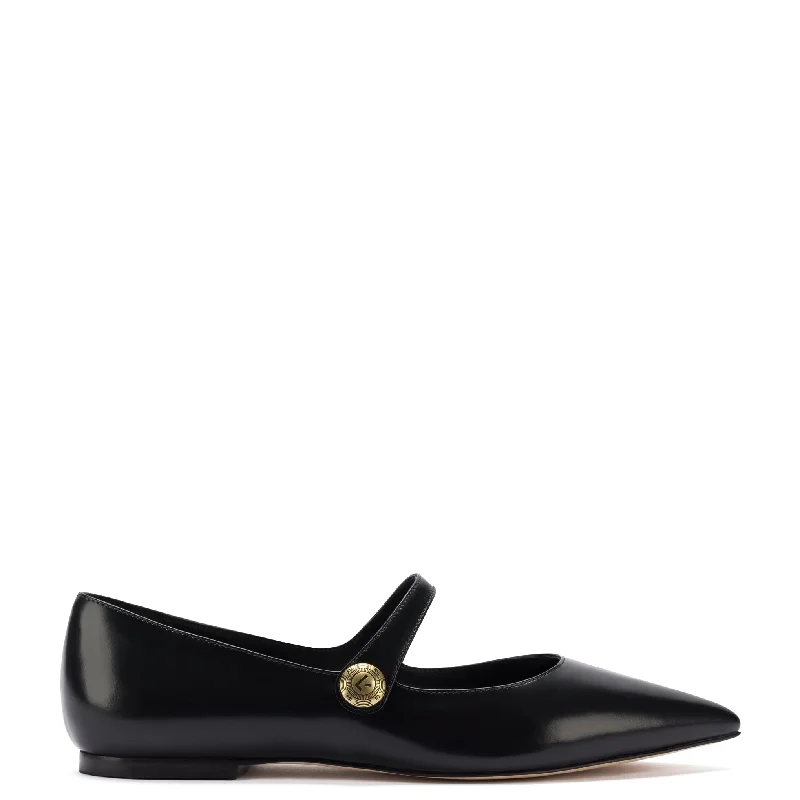 Comfortable Travel Shoes Caroline Flat In Black Leather