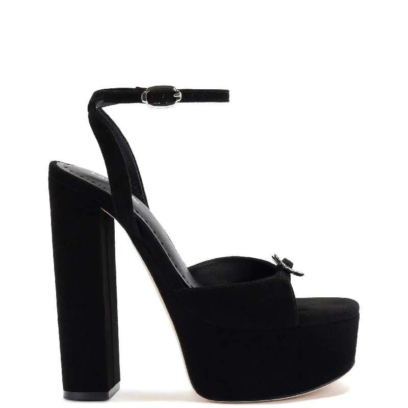 Comfortable Stretchy Shoes Daisy Platform In Black Suede