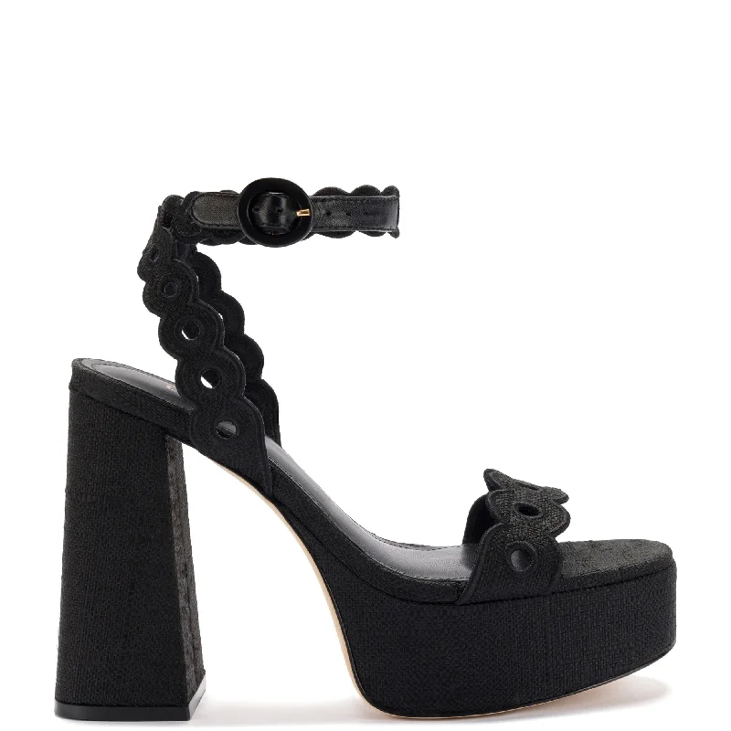 Glamorous Fashion Offers Dolly Broderie Sandal In Black Raffia