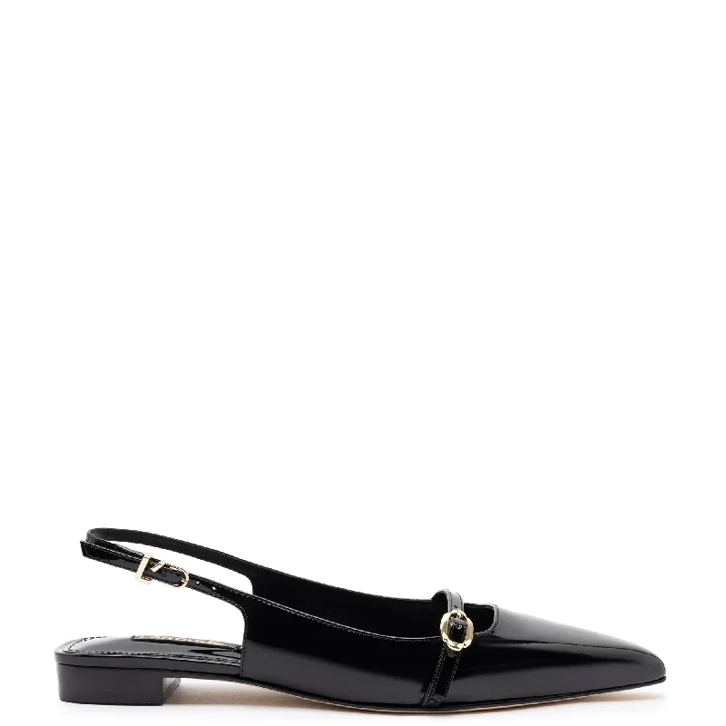 Walking Comfort Shoes Ines Flat In Black Patent Leather