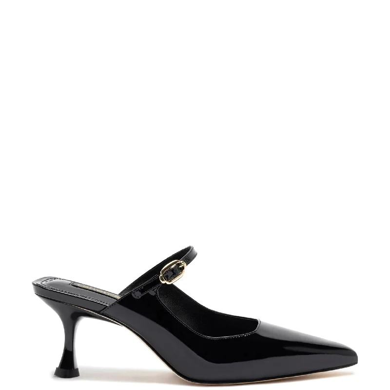 Comfortable Breathable Running Shoes Ines Mule In Black Patent Leather
