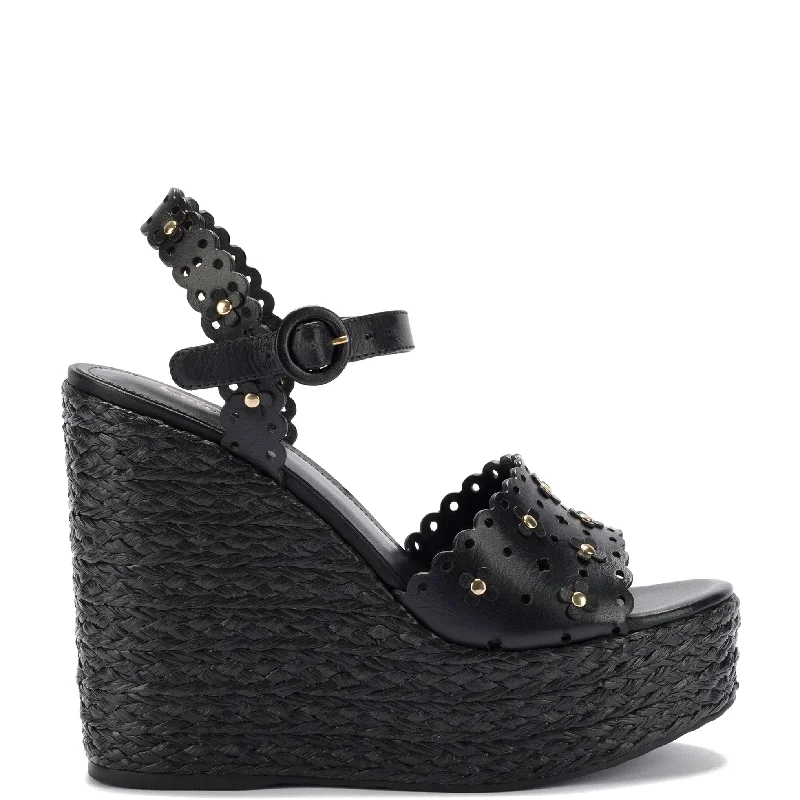 Affordable Luxury Fashion Jasmine Wedge In Black Leather