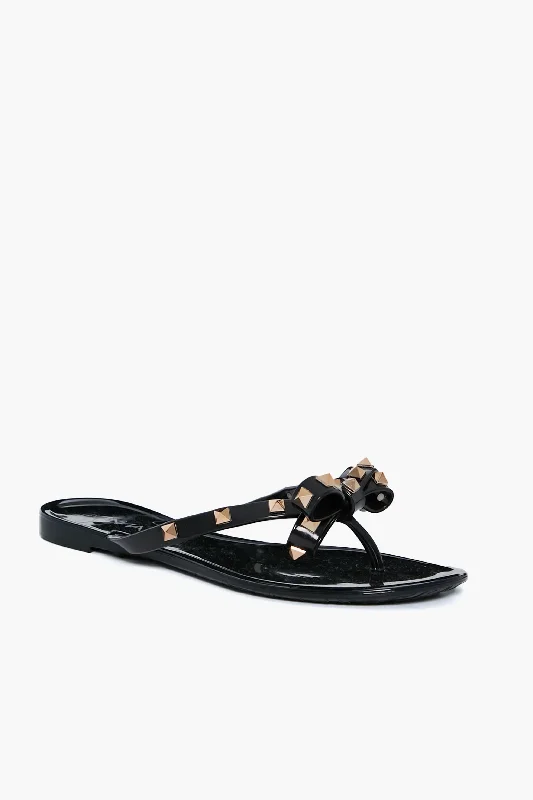 Comfortable Casual Shoes Black Jelly Bowtie Sandals