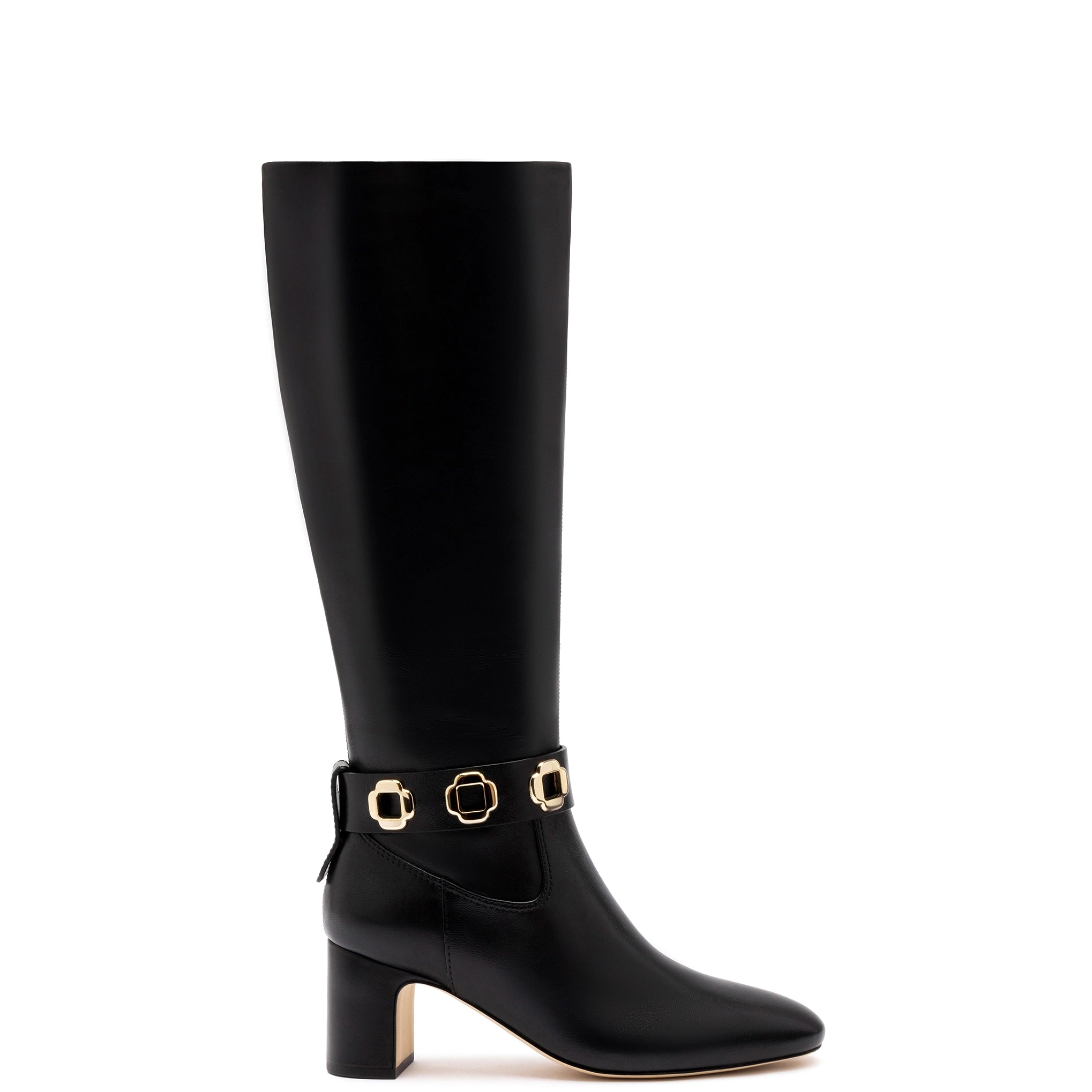 Elegant Women's Heels Milan Block Boot In Black Leather